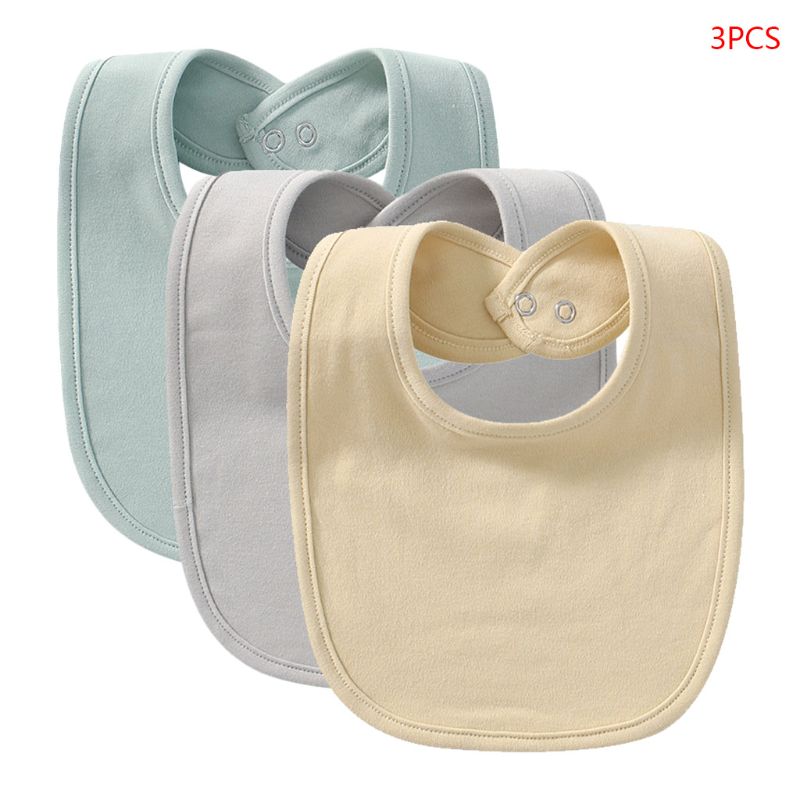 3Pcs Newborn Baby Toddler Bibs Solid Color Saliva Towel Feeding Burp Cloth Scarf: MULTI
