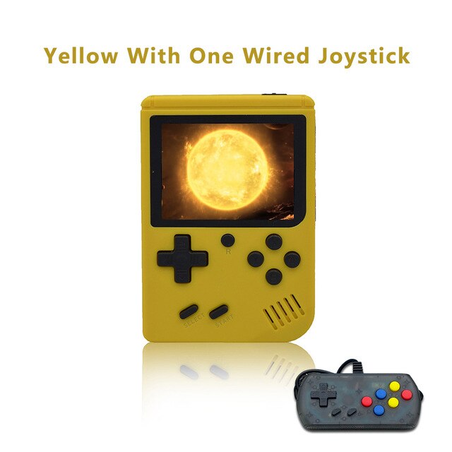 Powkiddy Q3A Video Spiel Retro Konsole 8 Bit Retro Mini Tasche Handheld-Spiel-Player Gebaut-in 168 Klassische Spiele kinder: Yellow and joystick