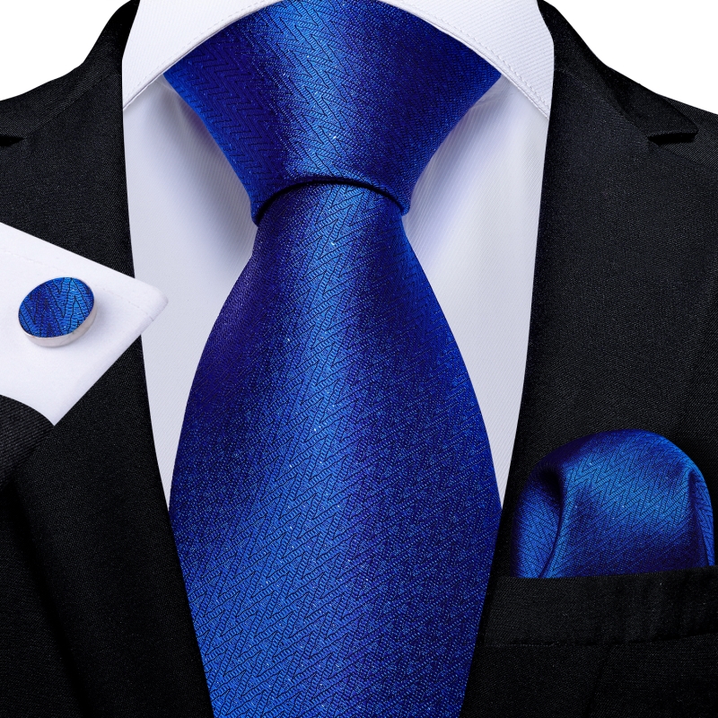 Men's Royal Blue Ties Pocket Square Cufflinks Wedding Formal Business Suits Silk Neck Tie Accessories for Husband: Ivory