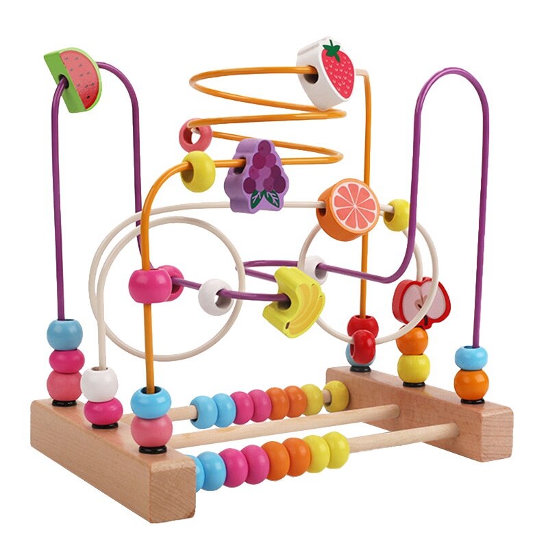 Labyrinthe en bois cercles autour des perles boulier maths Puzzle jouets pour les enfants: White