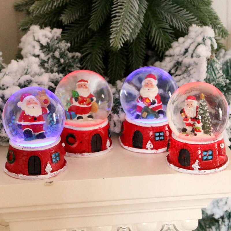 Valentine's Day Christmas Resin Music Snow Glass Santa Claus Crystal Ball Children Snow Ball, Crystal Music Box
