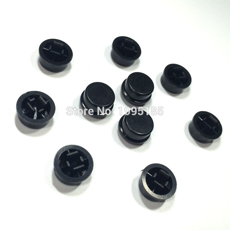 30 stks Zwarte Ronde Tactiele Knop Caps Voor 12*12*7.3mm Tact Schakelaars Plastic Swirch Key Cap