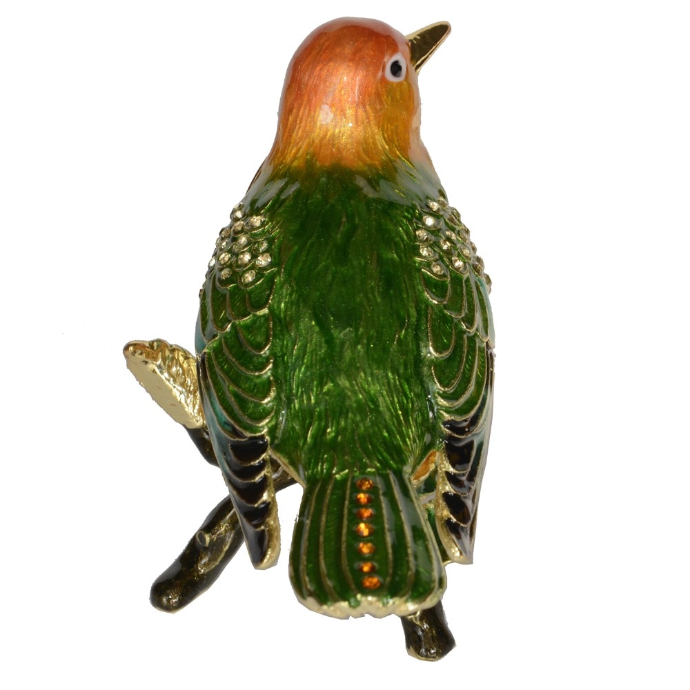 Boîte à bibelots avec oiseau sur la perche, conteneur à bijoux en métal, Figurines miniatures, de décoration