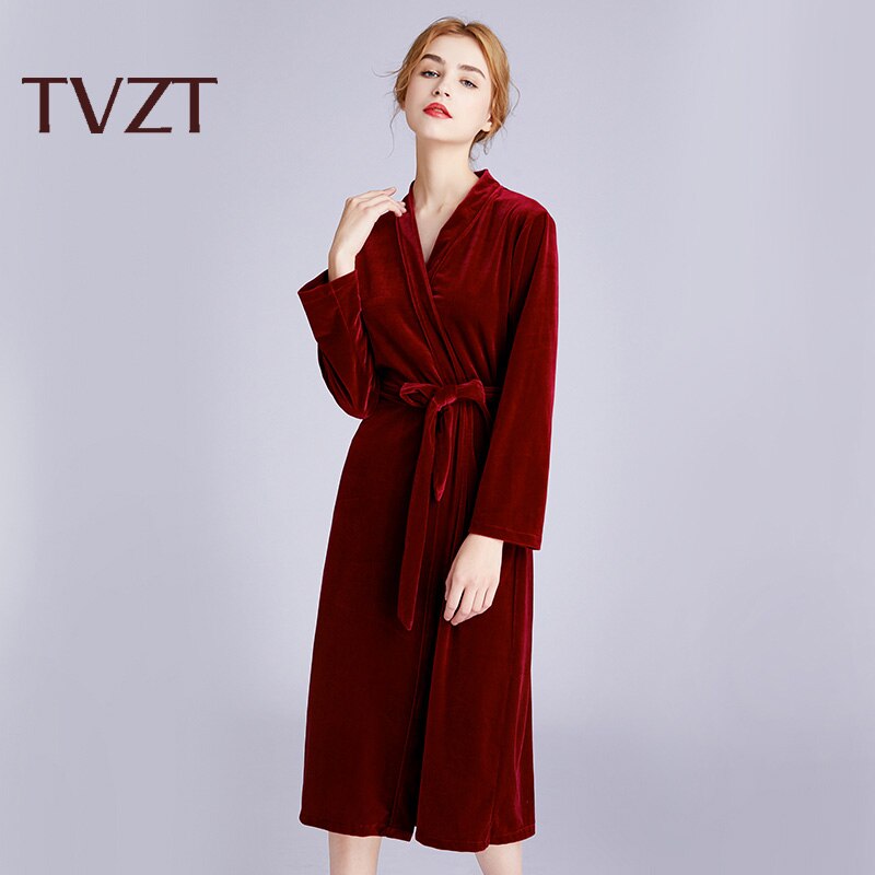 Tvzt Lente Rode Wijn Goud Fluwelen Warme Winter Pyjama Sets Vrouwen Sexy Robe Pyjama Nachtkleding Kit Lange Mouw pyjama: Rood / L