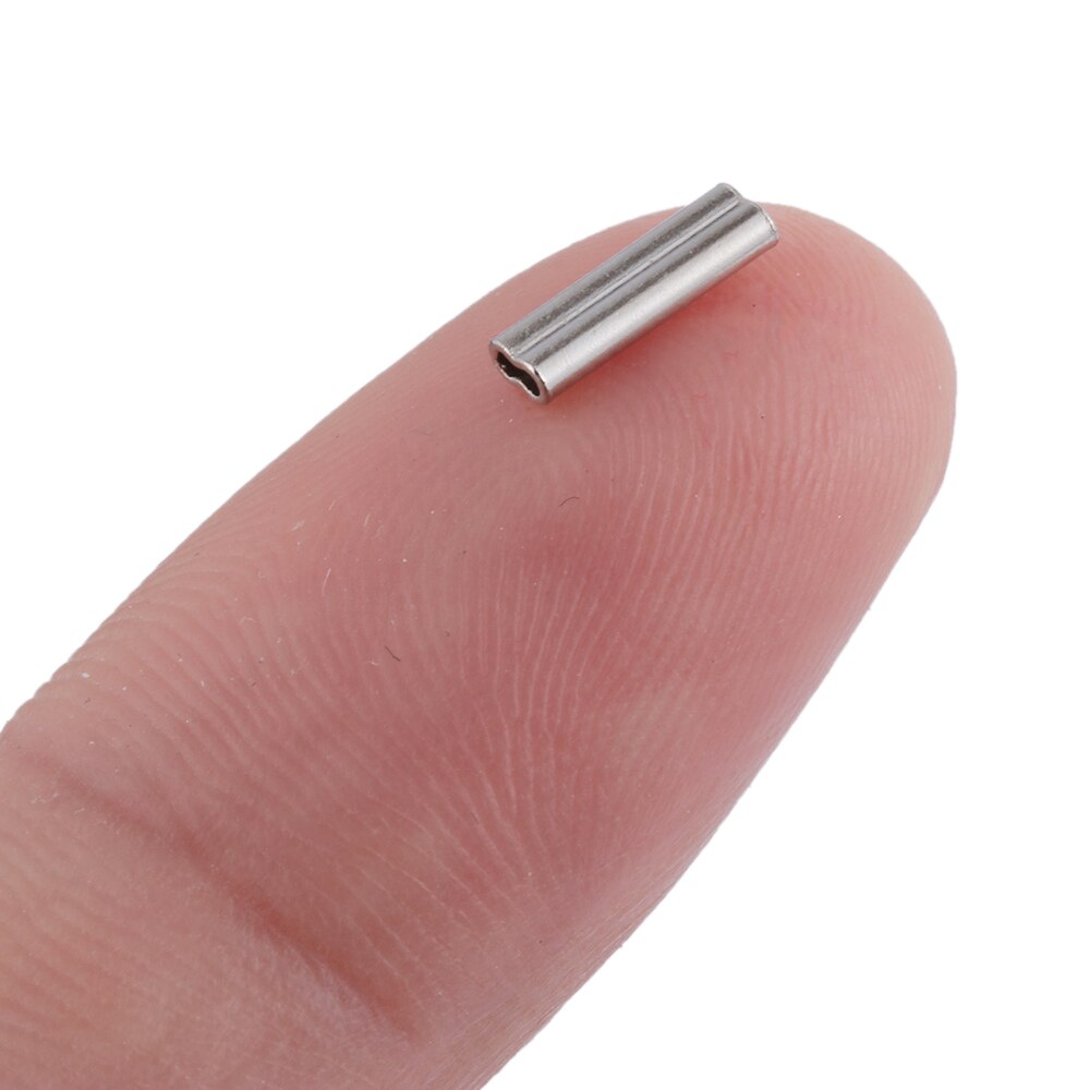 100 Pcs Stainless Steel Double Oval Copper Pipe Durable Fishing Line Crimping Sleeves Tube Connector Wire Tube Fishing Tackles