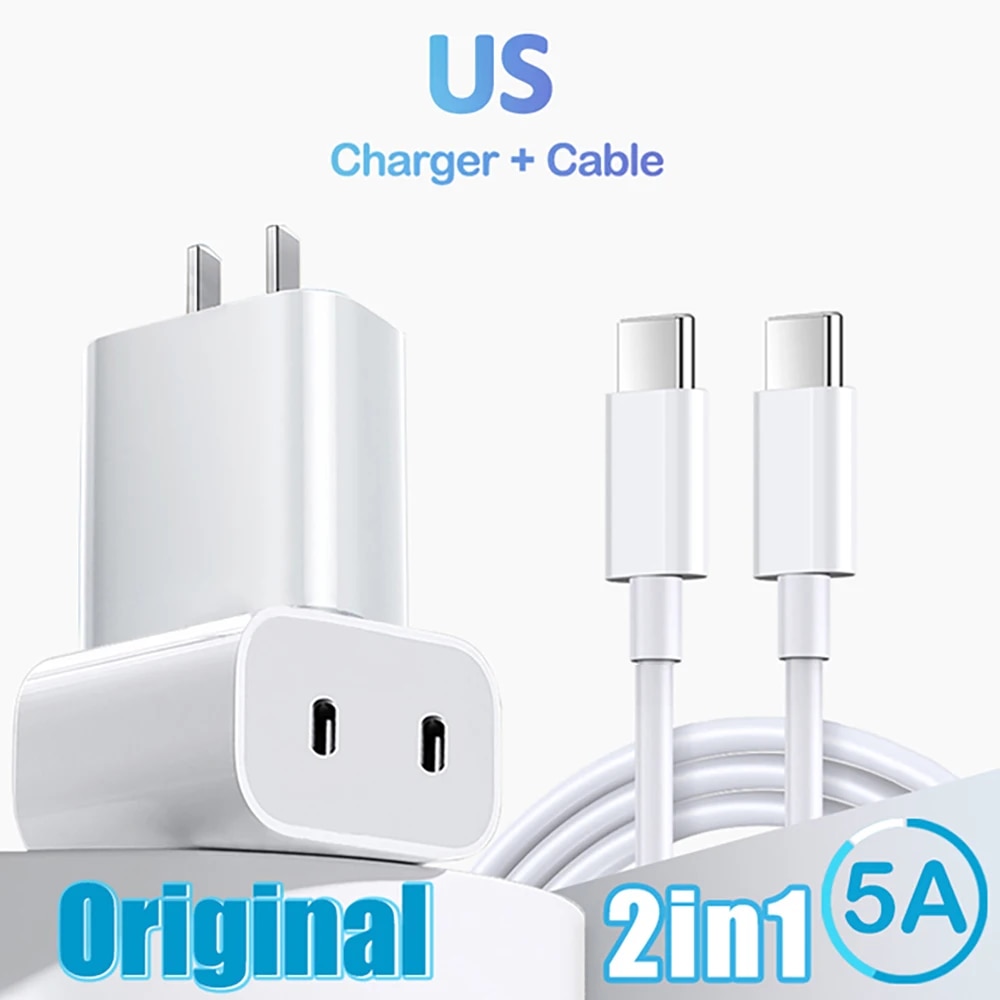 40w duplo usb c pd carregador de carga rápida USB-C tipo c adaptador de carregador de telefone rápido para iphone 15 14 13 pro max ipad ar carregador de parede: KR