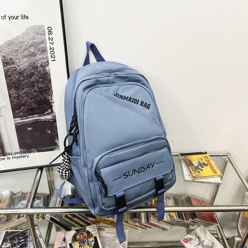 Trendiger damenrucksack mit Alphabet-drucken, mehrere fächer, schultasche für mädchen, wasserdichtes Nylon, Laptop-Rucksack, büchertasche 2022: Blau