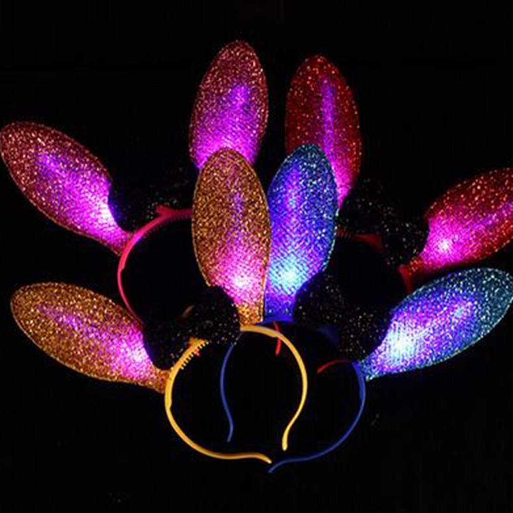 1 PC Led Haar Hoop Glowing Pailletten Kaninchen Ohr Kinder Licht up Stirnband Blinkende LED Haar Hoop Für Partei Liefert