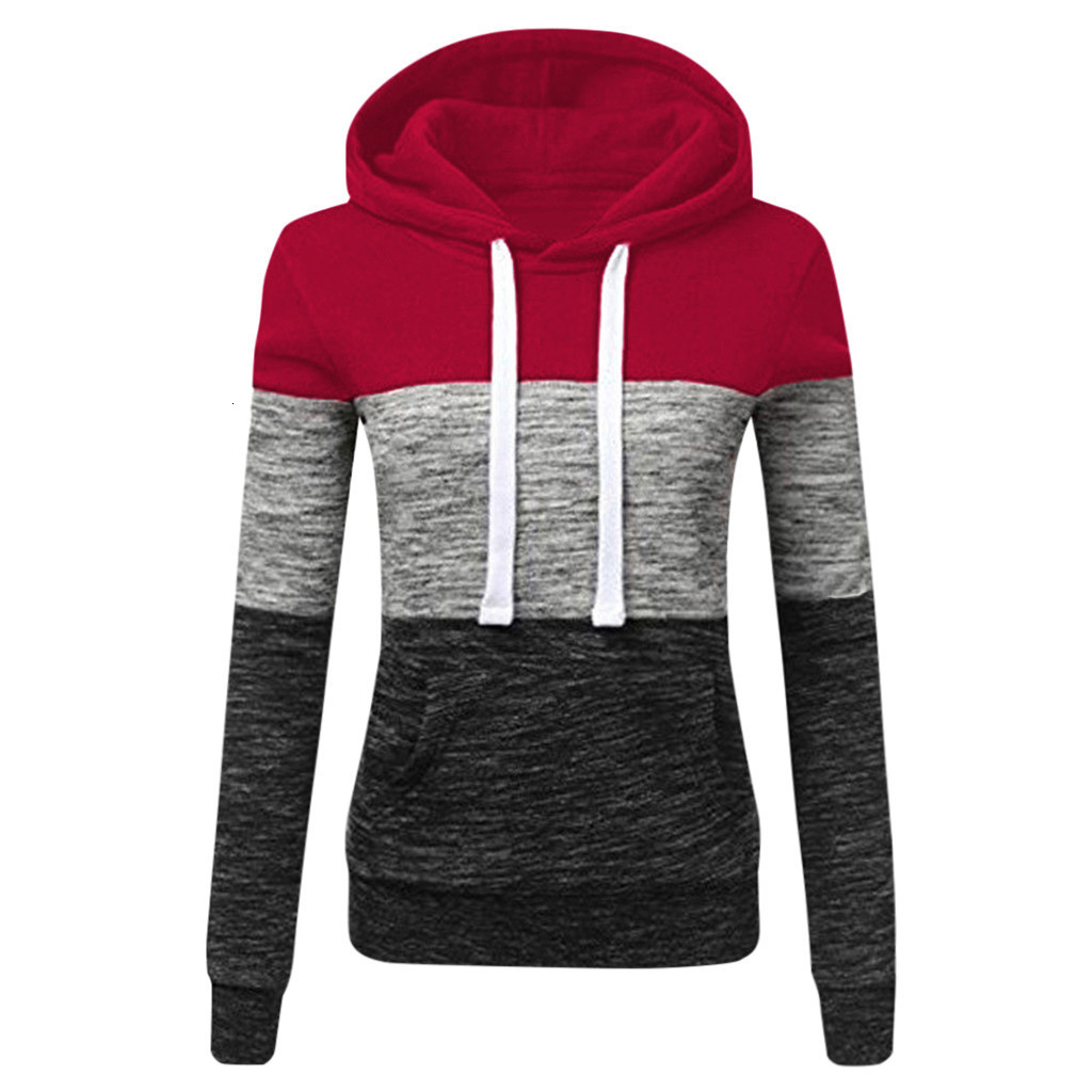 Gradient print gym sweater dame hætte sport frakke fitness sweatshirt omfattende trænings sweater gym løb sports hættetrøje: S / Rød