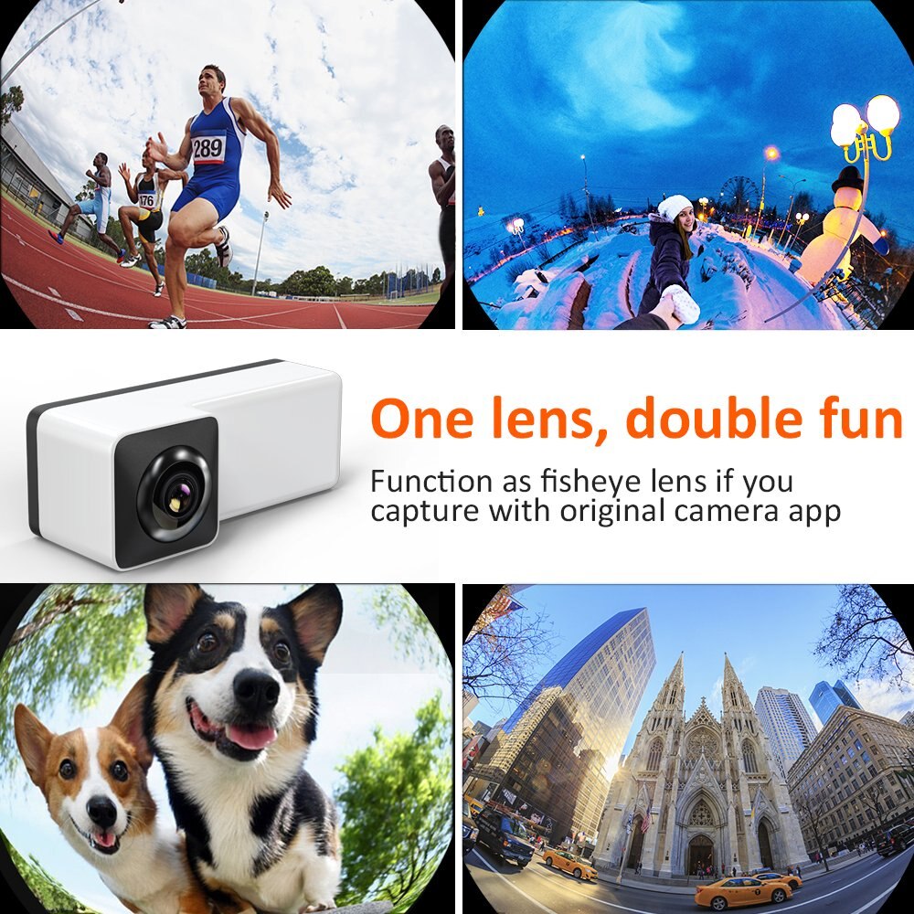 3D Panoramica Lens per Iphone X, 360 Gradi Lente Del Telefono, anteriore/Posteriore 180 Gradi Fisheye Obiettivo di Progettazione, Rendere Il Vostro Iphone Un 360 ° Pano