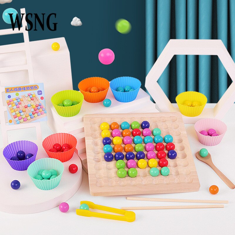 WSNG Kids Toys Wooden Toys Hands Brain Training Clip Beads Puzzle Board Math Game Baby Early Educational Toys For Children