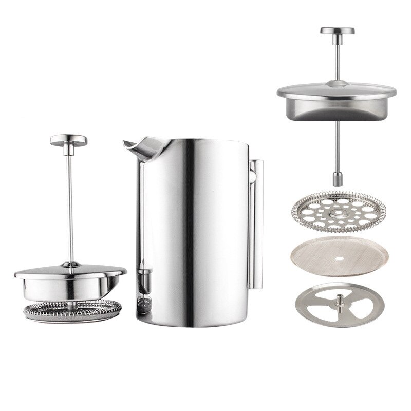 Dobbeltlag 304 rustfrit stål franske presser perkolator kaffekande kande kaffebrygger karaffel rosaguld farve til 1 person