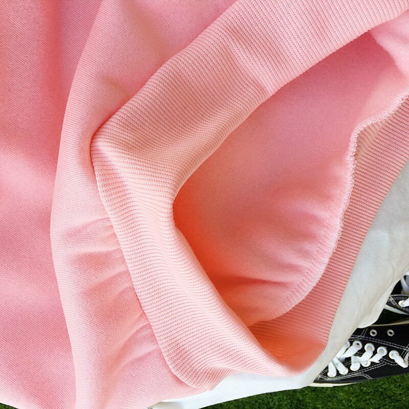 Sudaderas con capucha Harajuku coreanas con letras estampadas en corazón para mujer, Otoño Invierno, sudaderas de colores contrastantes, ropa de calle de para mujer Vs rosa