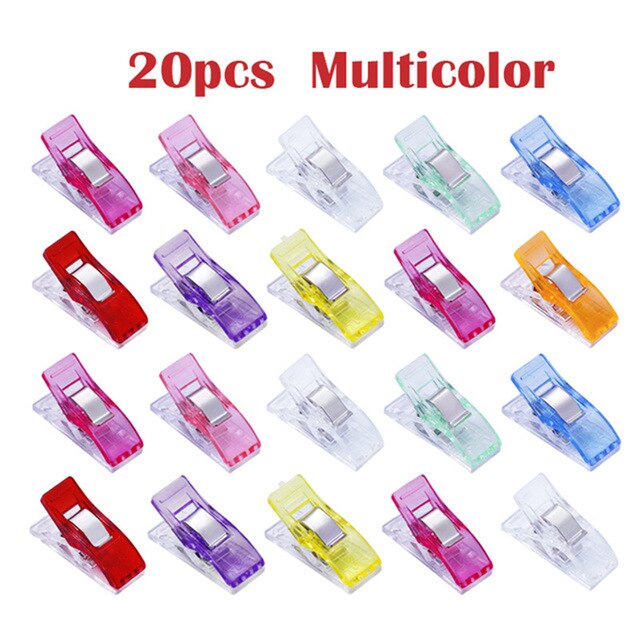 20-Piece Multicolor Sewing Clips - Quilting & Fabric Clips For Crafting Projects