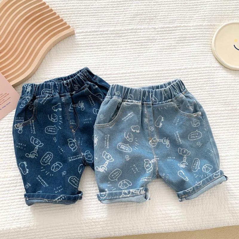 Nuovi pantaloni di jeans per bambini pantaloncini di jeans con stampa di cartoni animati di moda per ragazzi ragazze pantaloni Casual estivi per bambini 2022 pantaloni larghi per bambini