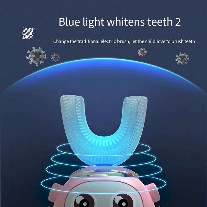 Children's Electric Toothbrush Smart 360 Degree U Silicon Toothbrush USB Automatic Ultrasonic Tooth Toothbrush Cartoon Pattern