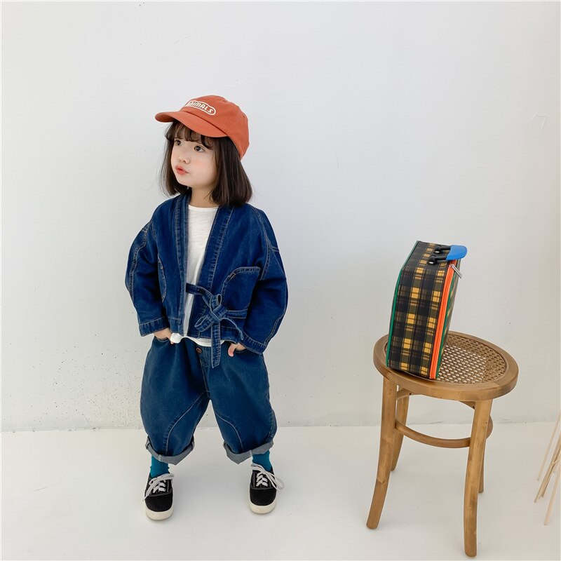 Spring Autumn boys and girls baggy jeans unisex children cotton soft loose denim pants 2-7Y