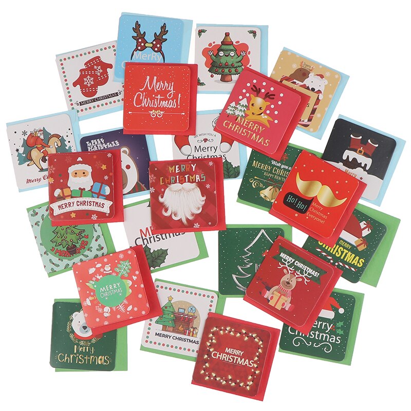 24pcs/lot Merry Christmas Greeting Cards Party Invitations Year Greeting Card Xmas Postcard for Party Suppilies