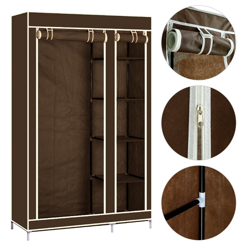 Armario para dormitorio de niños y adultos, paño antipolvo, mueble, armario para almacenar las prendas, de tela, 110x45x178cm, HWC