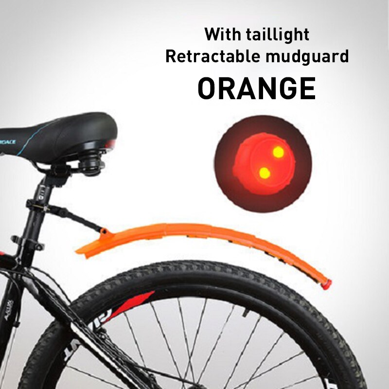 26 Inch Mtb Fiets Fenders Met Led Achterlicht Fiets Vleugels Spatbord Opvouwbare Intrekbare Pvc Fietsen Duurzaam Spatbord: orange