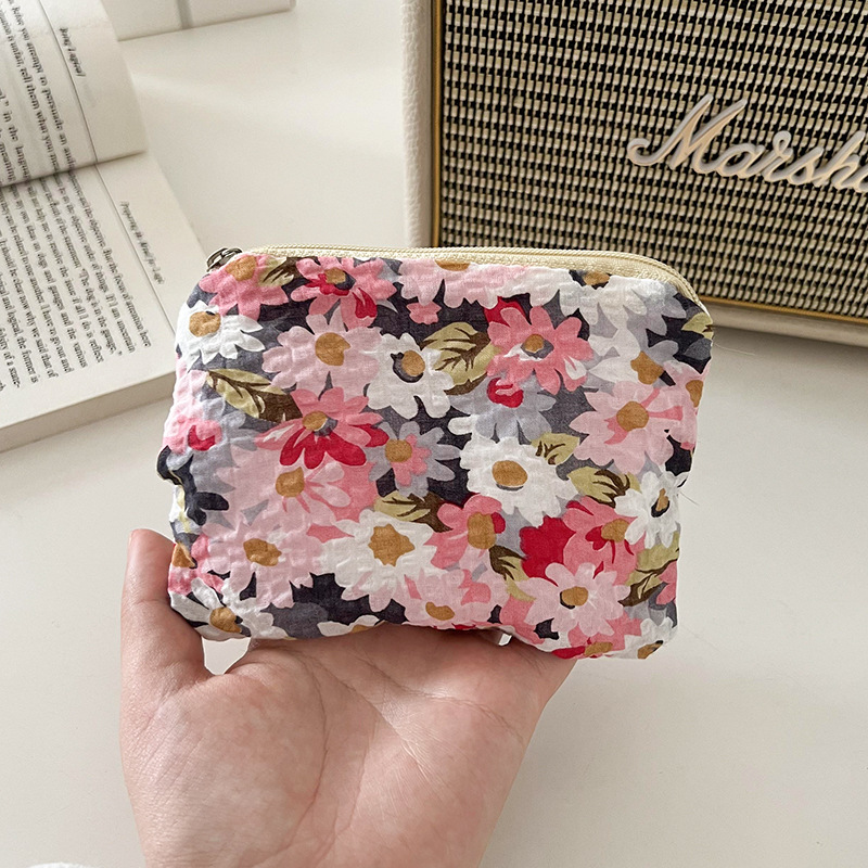 Ins Small Coin Purse Pouch Mini Wallet Printed Lipstick Key Women Sanitary Napkin Storage Bag Fabric Zipper Makeup Organizer: army green