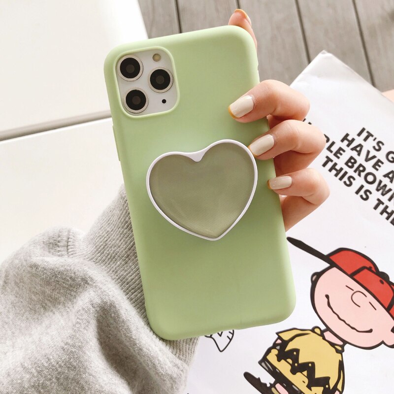 Rotatable gutta percha fold ring finger grip mobile phone holder for iphone xiaomi huawei case Heart shape holder stand bracket