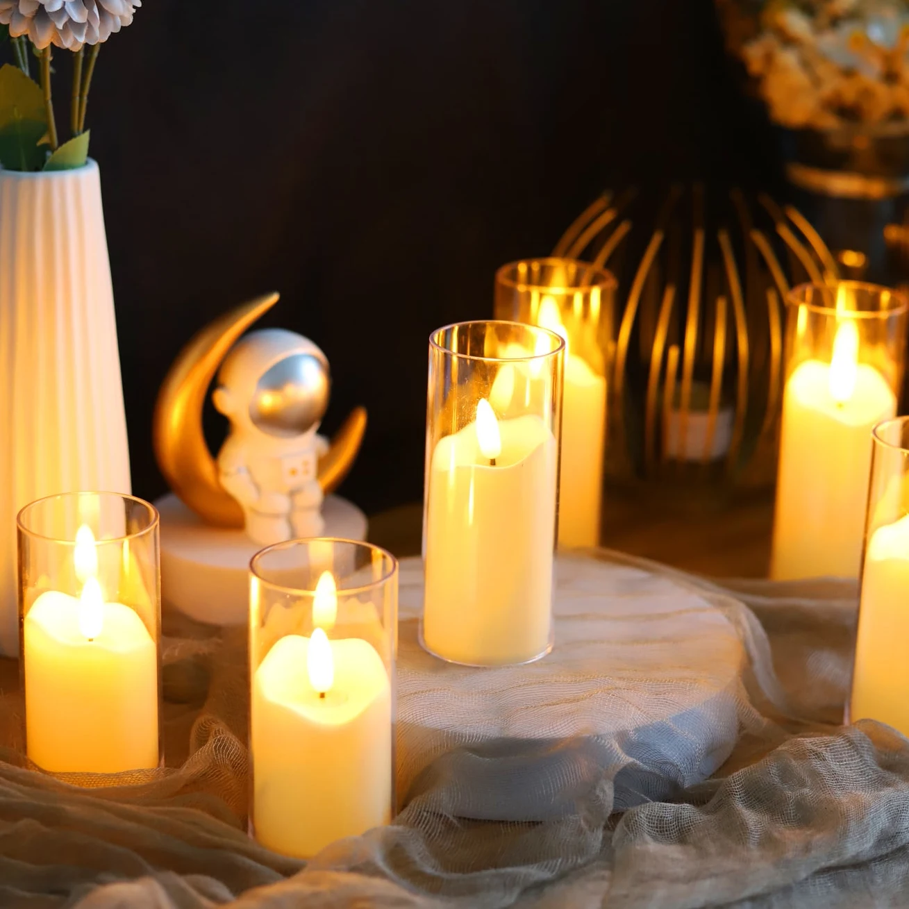 Flameless Flickering LED Candles Light Acrylic Candles Light With Battery for Wedding Decor Birthday Party Christmas Home Decor
