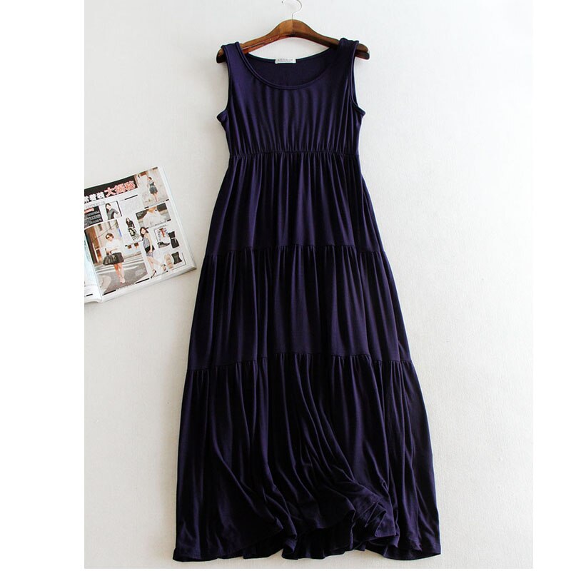 modal Lange Mutterschaft Kleid Schwangerschaft Kleidung Ärmellose Kleider Für Schwangere Frauen Sommer Mutterschaft Kleidung Gravidas Vestidos: Marineblau