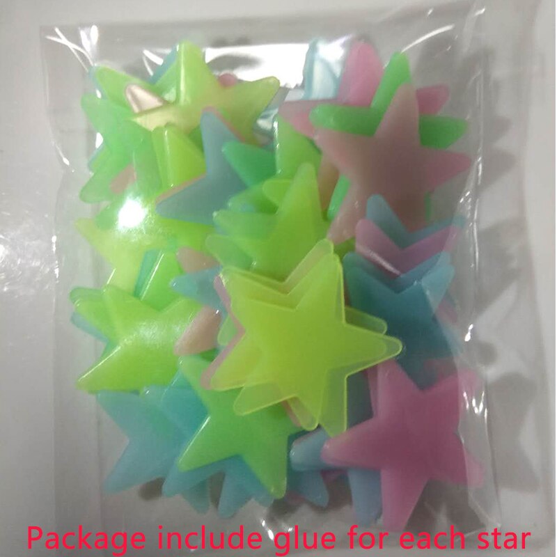 Gwiazdy pcv świecące naklejki Luminous w ciemna noc fluorescencyjne na ścianę Art 3D naklejki domu dla dzieci sufit pokoju przełącznik dekoracyjny: multicolor / 50pcs