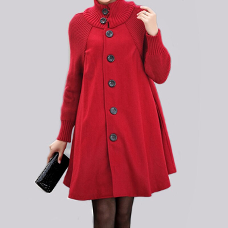 Blouson de grossesse pour femme | Long vêtement de maternité, vêtement en tricot ample et de grande taille, automne-hiver: Rouge / XXL