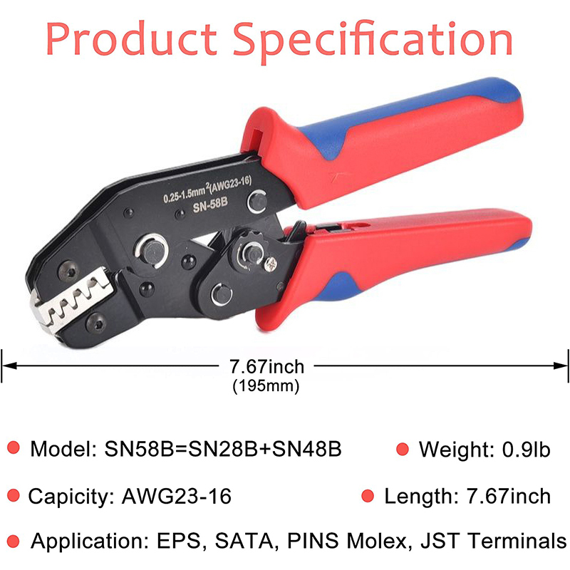 SN-58B Dupont Crimping Tool Plier Set Jst Terminals Ferrule Crimper Wire Hand Tool Kit for Precision Electrical Work DIY Project