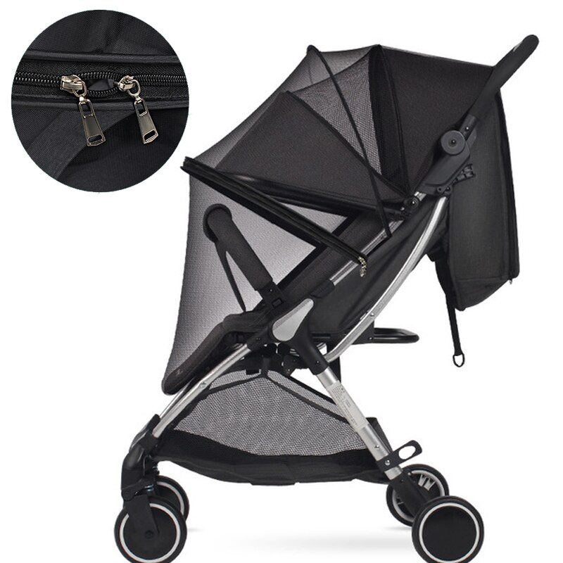 Universeel klamboe voor kinderwagen, volledige hoes, opvouwbare anti-muggenhoes, ultrafijn gaas voor kinderwagens