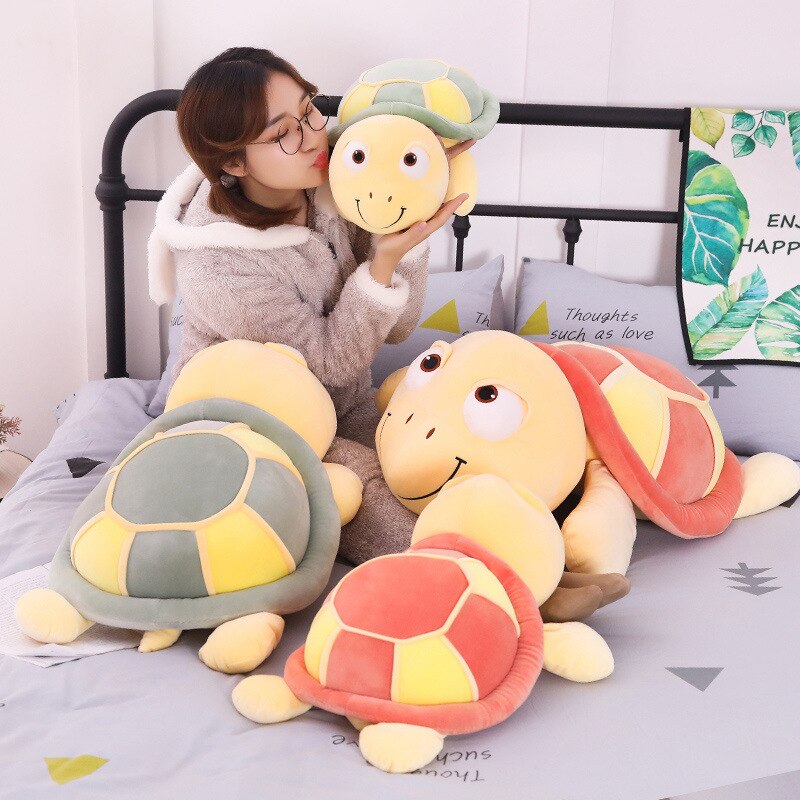 SchöNe Weiche Unten Baumwolle Farbe Schildkröte Kissen Plüsch Spielzeug Puppe Werfen Kissen Büro Nickerchen Kissen Wohnkultur Squishy Kissen Taille-Rest