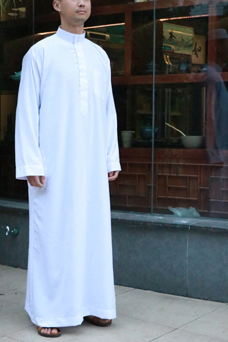 Arabe islamique vêtements hommes Pakistan Jubba Thobe musulman hommes vêtements Djellaba Qamis Homme arabie saoudite robe ropa hombre blanc