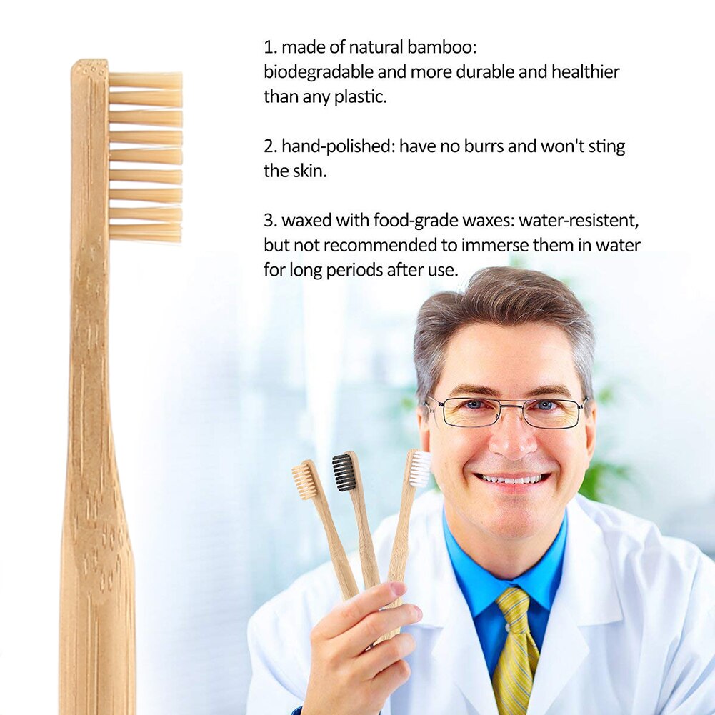 10 pcs NEW Adulto Escova De Dentes para Crianças Material de Bambu Natural De Bambu Escova de Dentes Escova de Cabeça Macio Pequeno Rodada Branco Lidar Com Cerdas da escova de Dentes