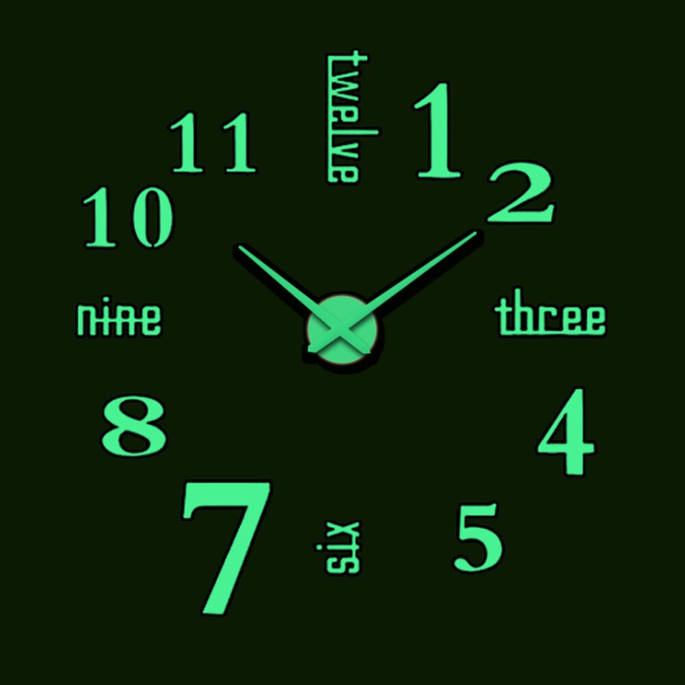 3D Lichtgevende Wandklok Grote Diy Klok Acryl Muurstickers Woonkamer Quartz Naald Horloge Home Decor Reloj De Pared: A