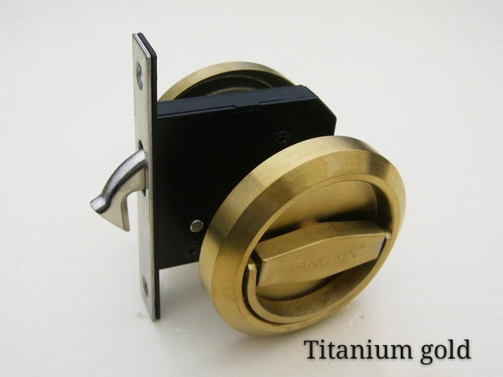 304 rustfrit stål skydedørlås køkken toilet badeværelse foldbar dørlås kroglås usynlig dobbeltsidet: Titanium guld