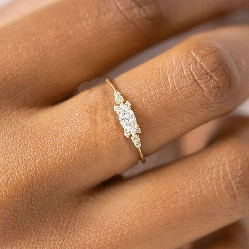 Anillos de tendencia Noble de Color dorado estilo INS para mujer, anillos delicados de dedo Midi de circón Lux de entrada para niña, joyería de aniversario KAR229: 10 / Verde