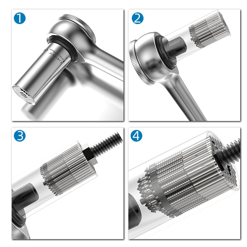 Universal Socket Gator grip Socket Wrench Set with Power Drill Adapter Chrom-Vanadium Steel from 7-19mm Self-adjusting DIY Tool