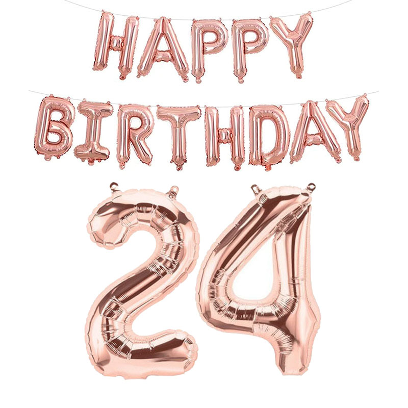 Globos de aluminio con números de feliz cumpleaños de oro rosa, decoraciones para fiestas para niños y adultos, niño y niña 10 11 14 15 18 25 30 35 40 50 60 70 años