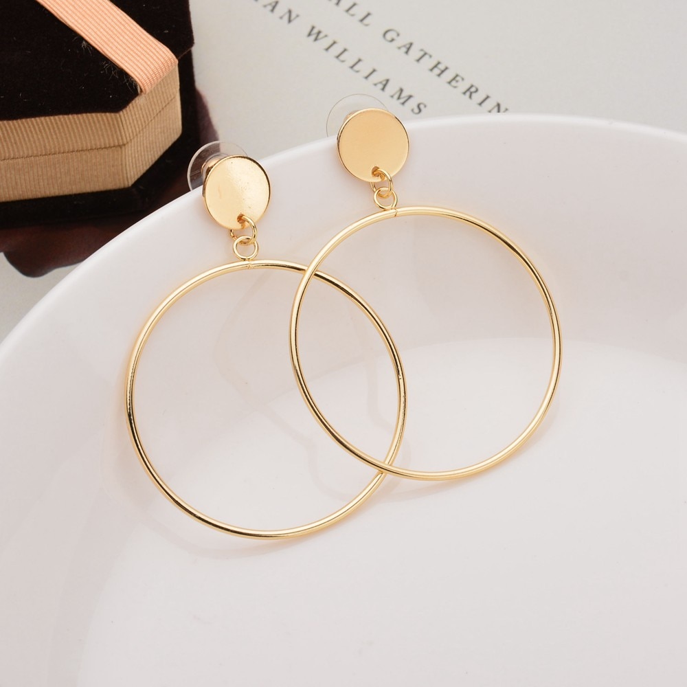 Geométrico grande redondo hoop brincos para as mulheres simples na moda ouro prata cor brincos acessórios festa jóias namorada presente