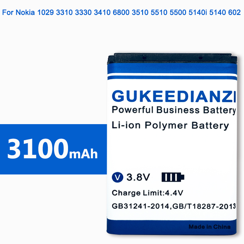 GUKEEDIANZI BL-5B BL5B BL 5B Battery For Nokia 3230 5070 5140 5140i 5200 5300 5500 6020 6021 6060 6070 6080 6120 3100mAh Battery