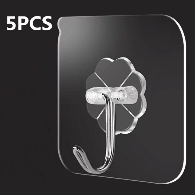 Przezroczyste mocny samoprzylepny drzwi wieszaki na ścianę haki ssania duże obciążenie stojak na kubki przyssawka robić kuchni ręcznik łazienkowy wiszące: 5szt przezroczysty