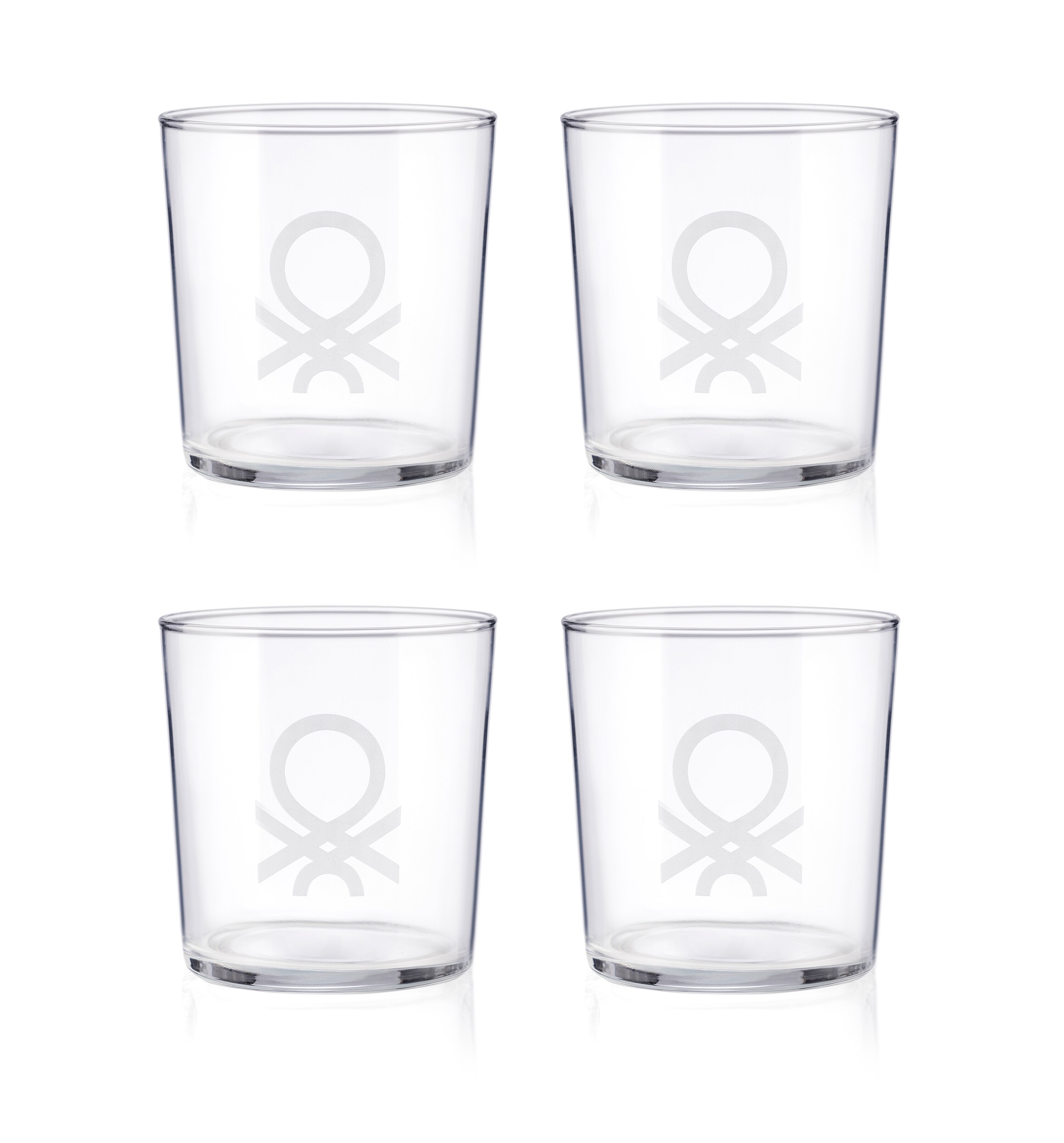 CASA BENETTON 4 PIÈCES (0.35 CL) VERRES À EAU AVEC LE LOGO NOIR