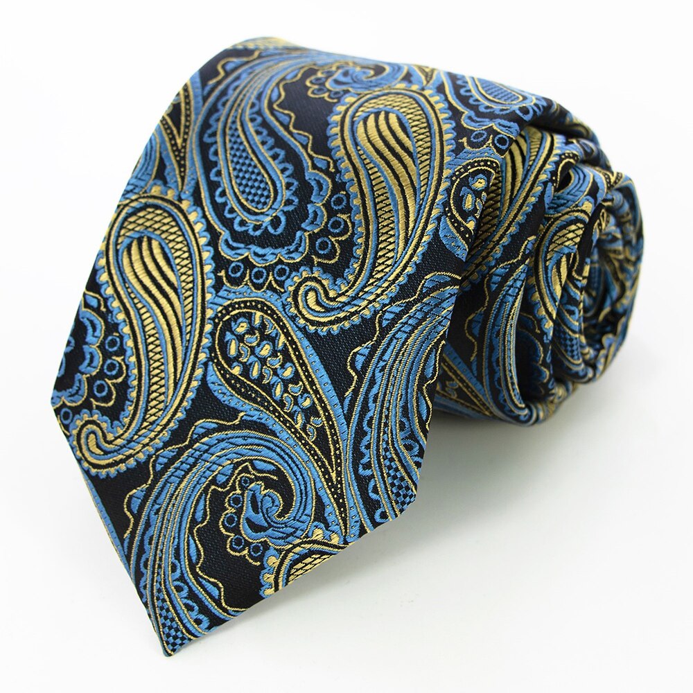 KAMBERFT Silk Mens Ties 8cm Floral Paisley Jacquare Woven Ties For Men Cravata Business Wedding Accessories: 01