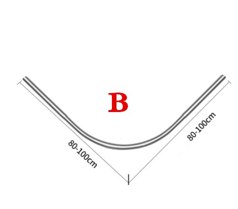 6 Size U/L-Shaped Shower Curtain Rod Retractable Curved 201 Stainless Steel Rail Rod No Punching Bathroom Curtain Mounting Rod: B