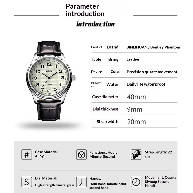 oben Herren-Armbanduhr Luxus Geschäft Wasserdichte Herrenuhr für Männer Quarzuhr Leder Herrenuhren reloj+Kasten Herren