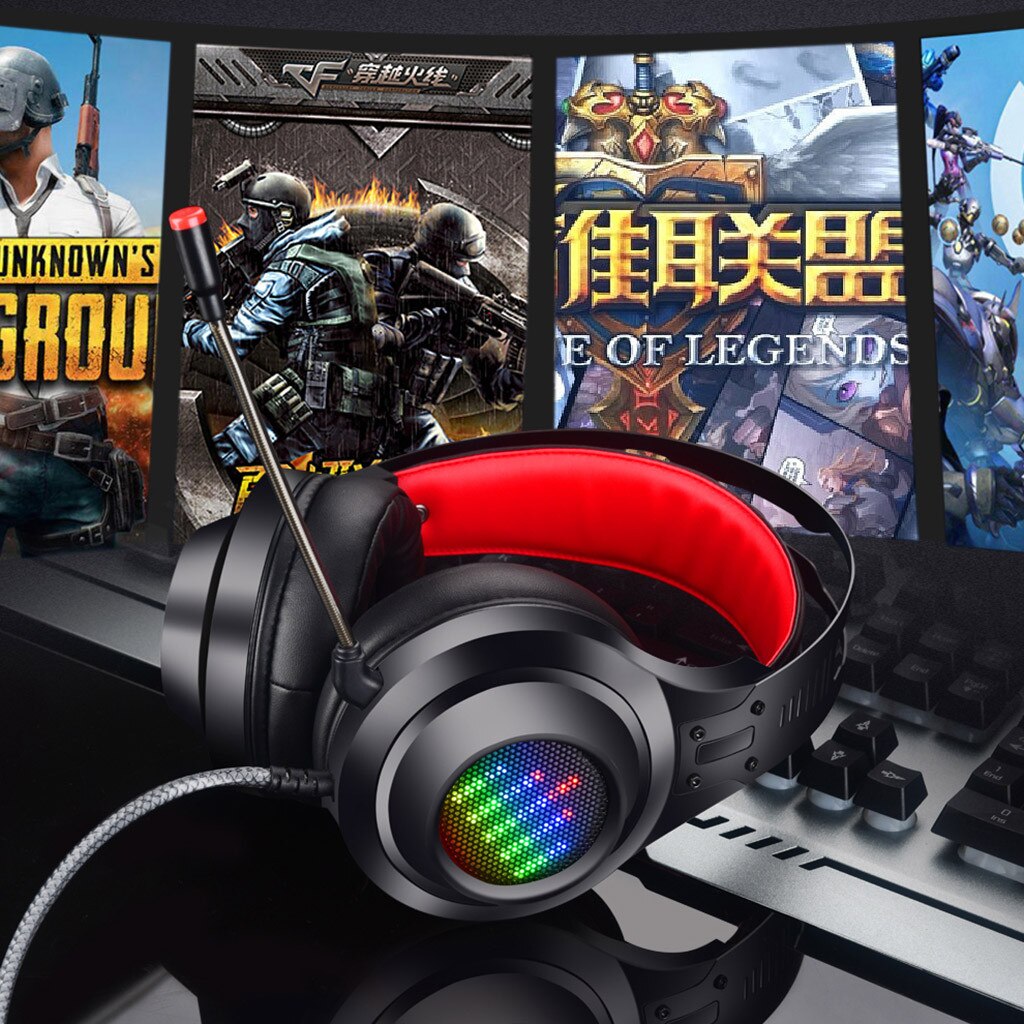 HL-G08 USB Stereo PC Gaming Headset Luminous Wired Headphone Microphone Laptop Noise Canceling Headphone Headphones UD