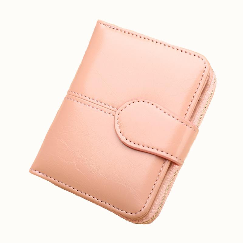 Nova moda feminina carteira de couro do plutônio carteira de bolso de moedas de moda feminina cor pura titular do cartão: Pink