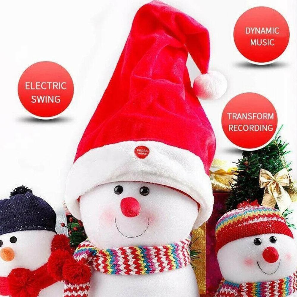 Elektrische Kerst Hoed Rood Fluwelen Muziek Swing Cap Kerstdag Partij Decoratie Kerst Cadeau